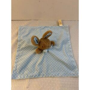Dandees gold label bunny blue dots blankie rattle 12.5x12.5”